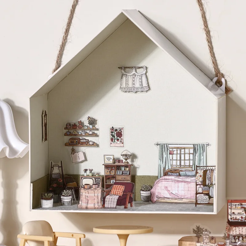 48pcs/Pack Warm House Scene Series Large Capacity PET Coil Sticker Book Home Scene Life DIY Decoration Supplies Cute Stickers