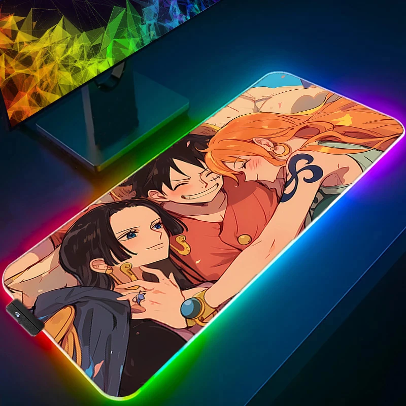 

RGB LED Mouse Pad PC Accessories Mouse Mat Office Desk Mat Computer Gamer Mousepad Rubber Keyboard Pad One Piece Nami Tablet Pad
