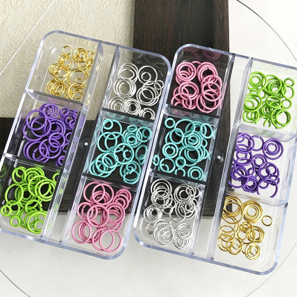 6Grids 3D Dopamine Ring Rivet Nail Charms Y2K Hollowed-Out Circle Nails Art Decorations Punk Piercing Studs Manicure Accessories