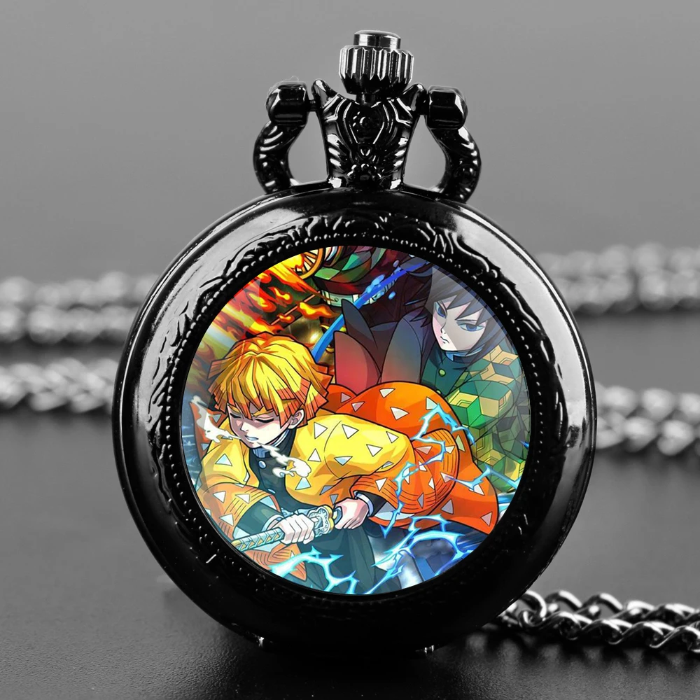 أنيمي الأصفر البرق المبارز وقت صغير الأحجار الكريمة كوارتز ساعة الجيب ريترو الشرير الرجال والنساء ساعة الموضة قلادة هدية #2