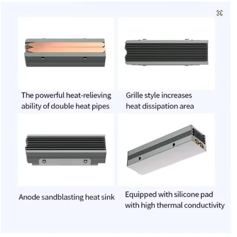 M.2 2280 SSD Heat sink with Thermal Pad 2 Heat Pipes Solid State Drive Radiator For M.2 NVMe 2280 SSD Cooler