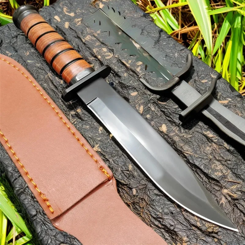 Outdoor Fixed Blade Knife High Quality Steel Blade+Wood Handle Rescue Tactical Camping Survival Hunting Pocket Knives