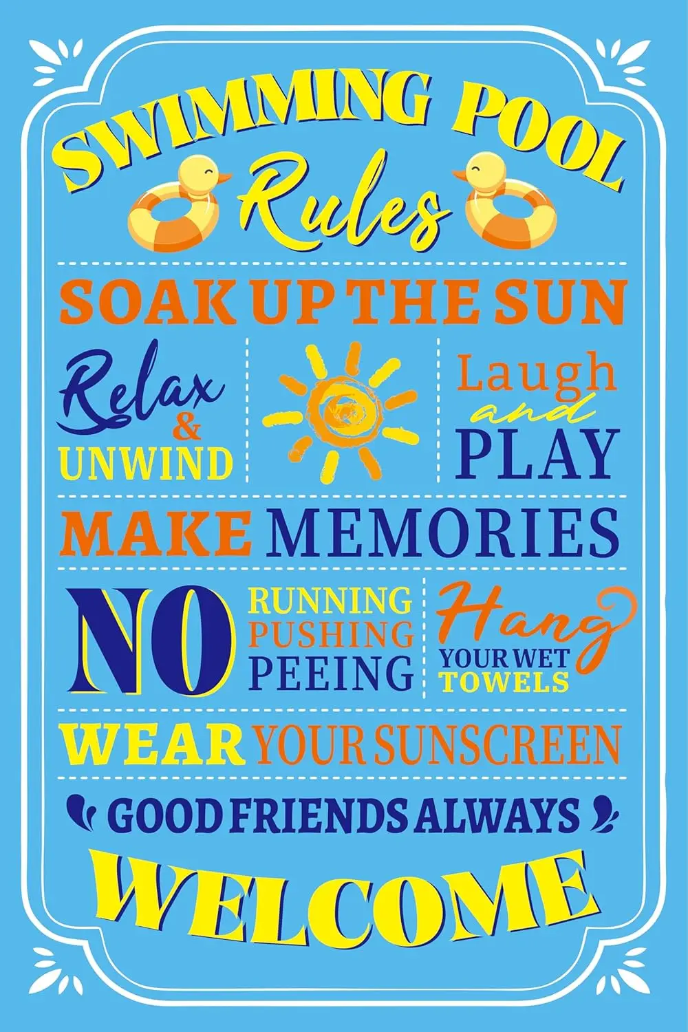 Swimming Pool Rules Garden Flag 12x18 Inch Double Sided, Summer Beach Yard Flag for Outside, Small Burlap Flags for Seasonal ZZM