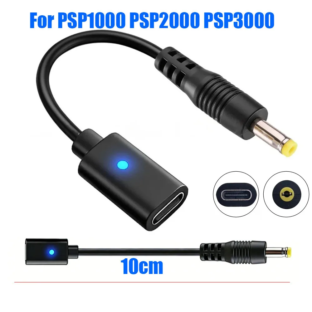USB C Cable for PSP1000 2000 3000 Controller Charging Adapter Type C LED Convert Cord For PSP 3000 Game Console Power Wire