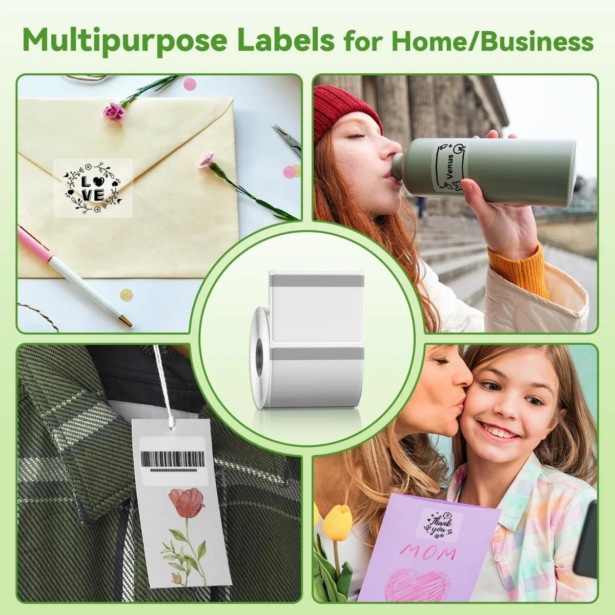 White/Transparent Thermal Labels Waterproof Oil/Scratch Stickers for M110/M220 Printers, Shipping Barcodes, Retail Branding