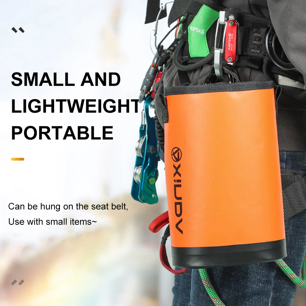 Wear-resistant 5L Storage Waist Bag Drawstring Portable High-Altitude Operation Tool Bag Internal Pocket Multipurpose Pouch