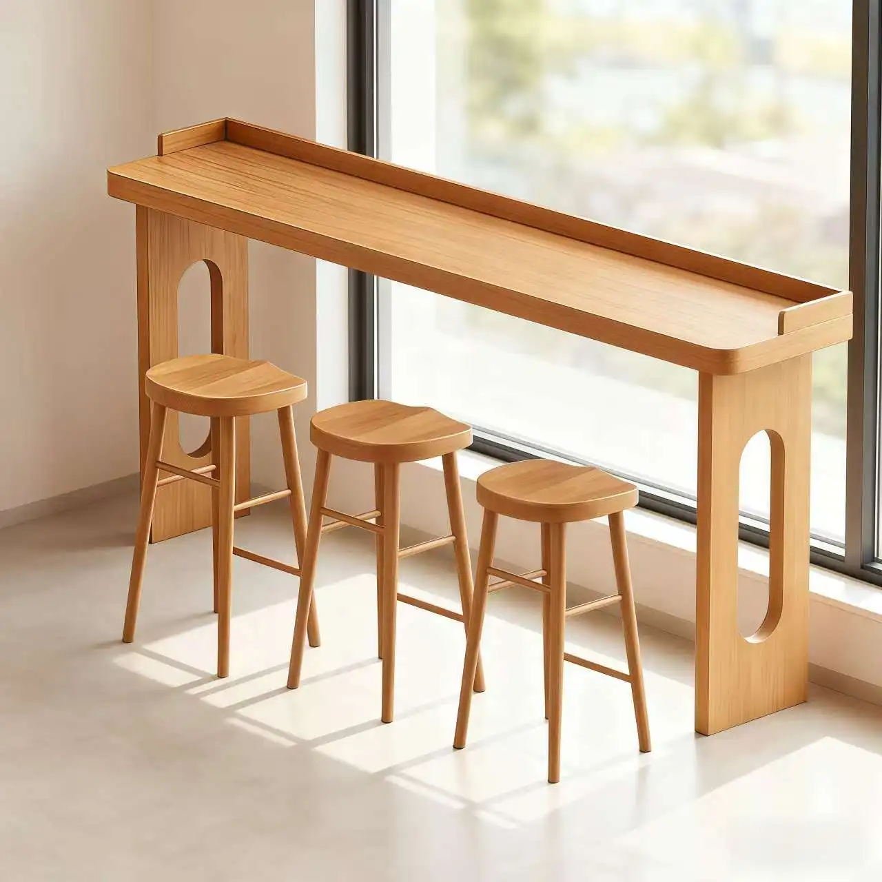 

Solid Wood bar Counter Tables Long and Narrow Tables for Commercial Milk Tea Shops