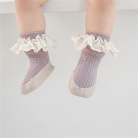 Autumn Baby Shoes Soft Sole Breathable Socks Shoes Cute Lace Non-slip Socks Indoor and Outdoor Floor Shoes
