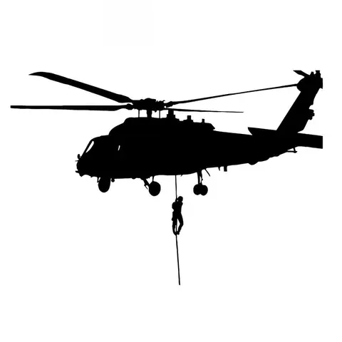 Helicopter Air Force Military Sticker High Quality Car Decoration Personality PVC Waterproof Decal Black/White, 16cm*11cm