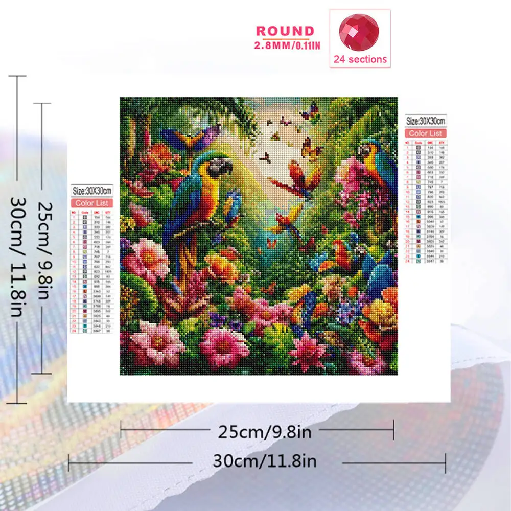 Evershine Parrot Diamond Embroidery Bird Animal Pattern For Adults Beginners Mosaic DIY Diamond Painting Flower Home Decoration