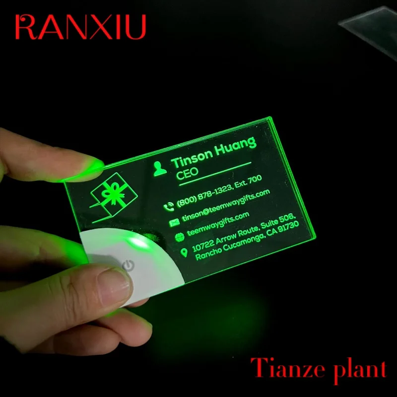 Custom NEW 2023 Luxury LED Acrylic Business Card Custom Business Cards Design Printing Laser Engrave Unique Light up Business Ca