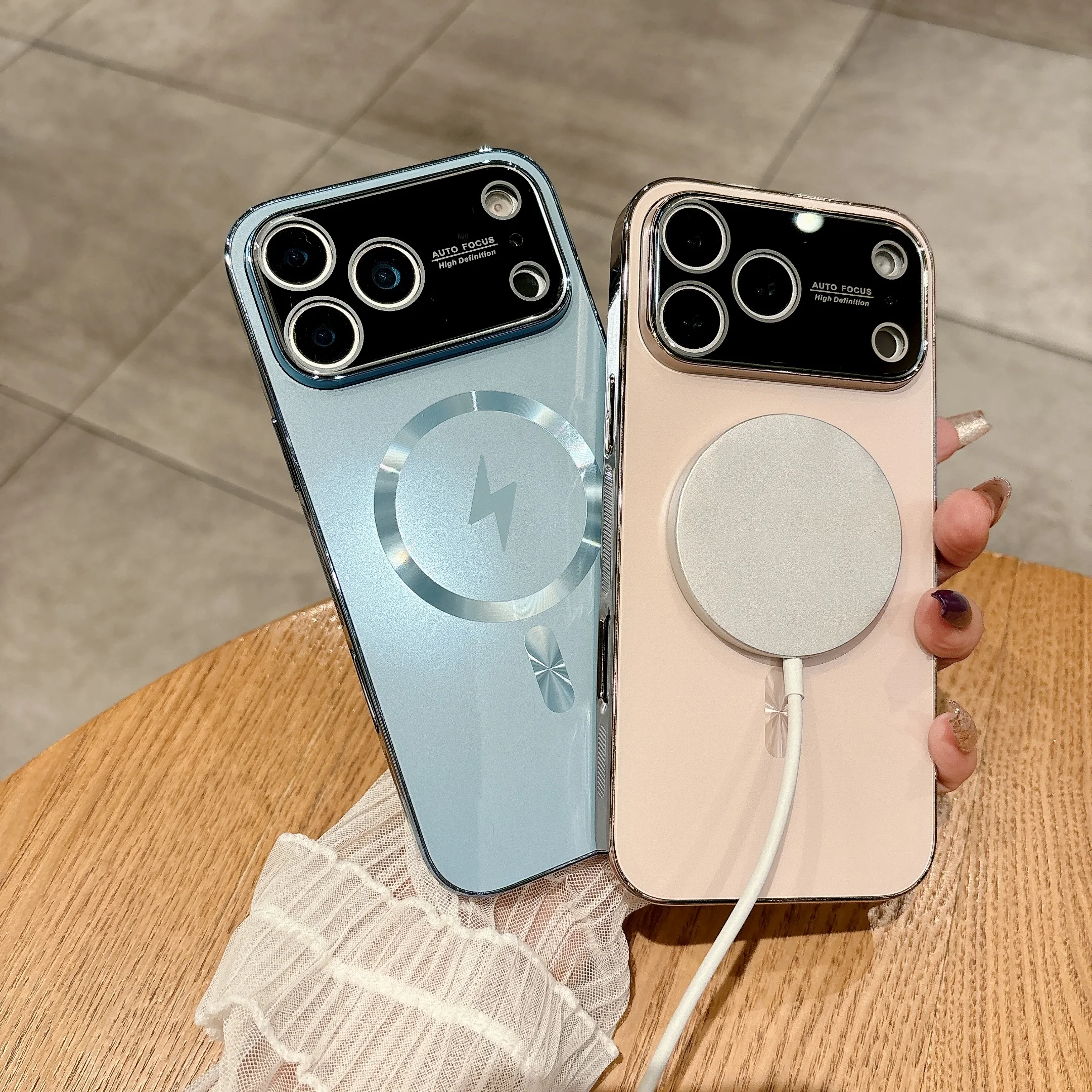 

Plain Skin Friendly Electorplating Magnetic Case For iPhone 17 Pro Max 16 15 14 13 With Camera Lens Coverage Protector Tik Tok