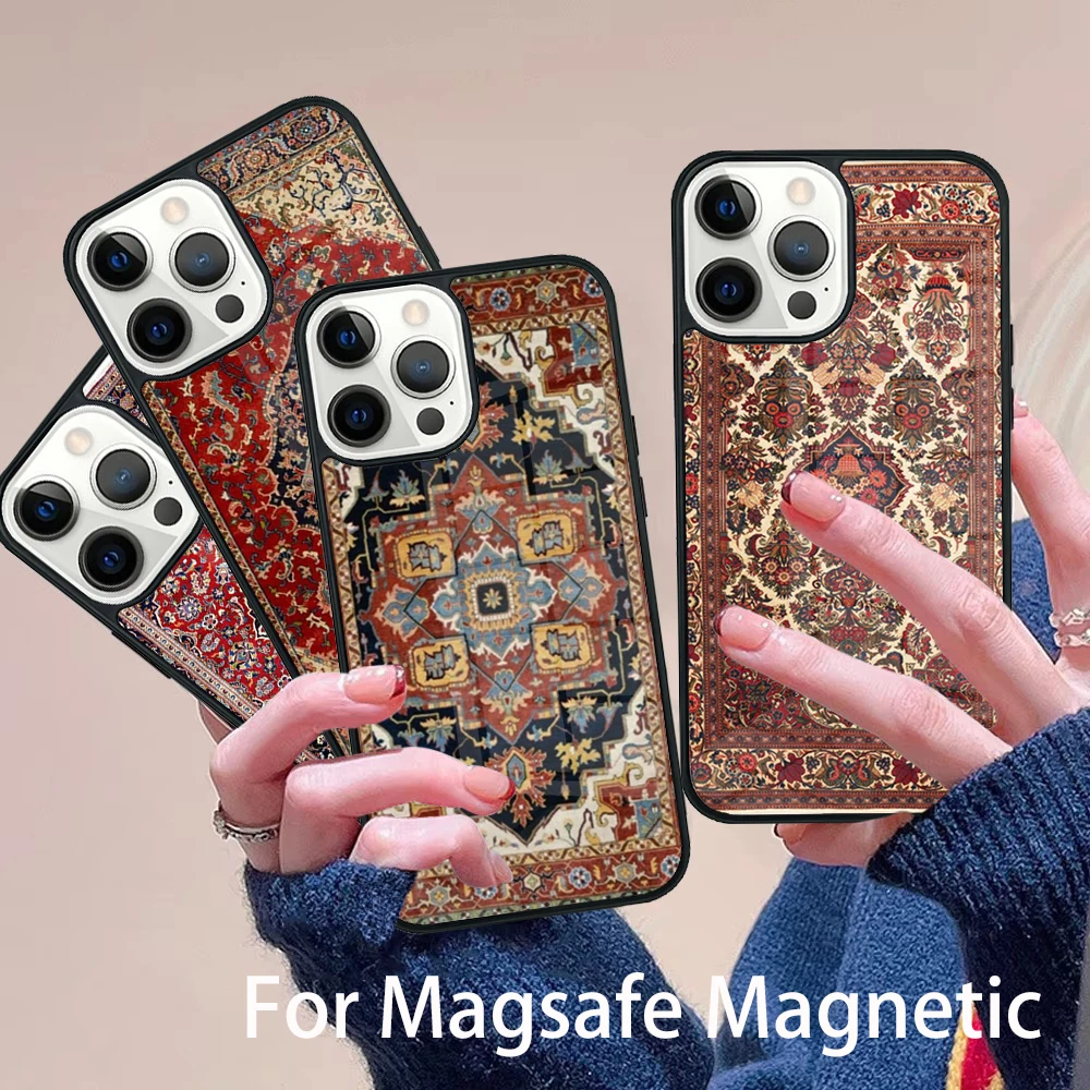 

Antique Persian Carpet Phone Case Magesafe Magnetic Wireless Charge Cover For IPhone 16 11 12 13 14 15 Pro Max Plus Mini