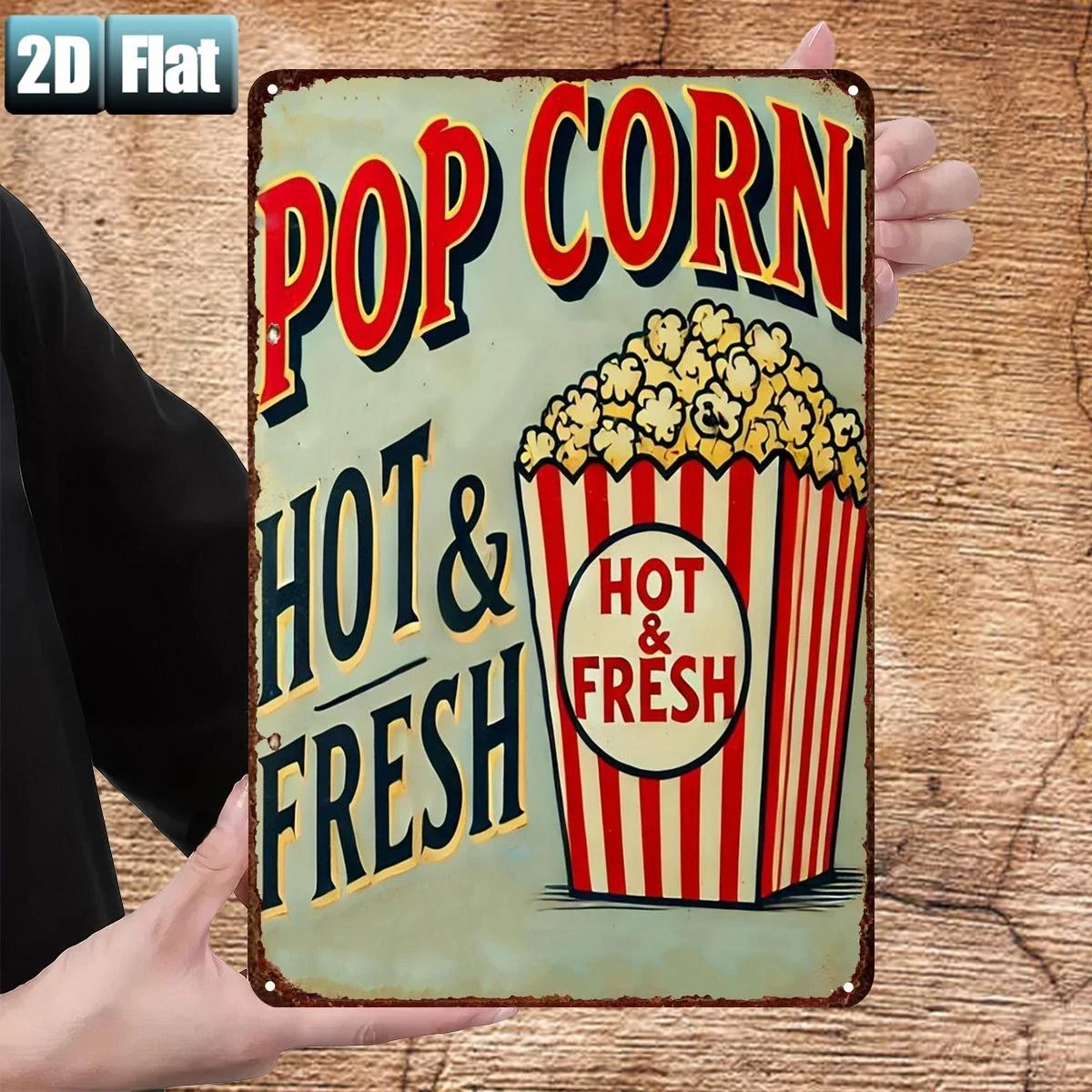 Vintage Metal Tin Sign Popcorn Movie Snack 8
