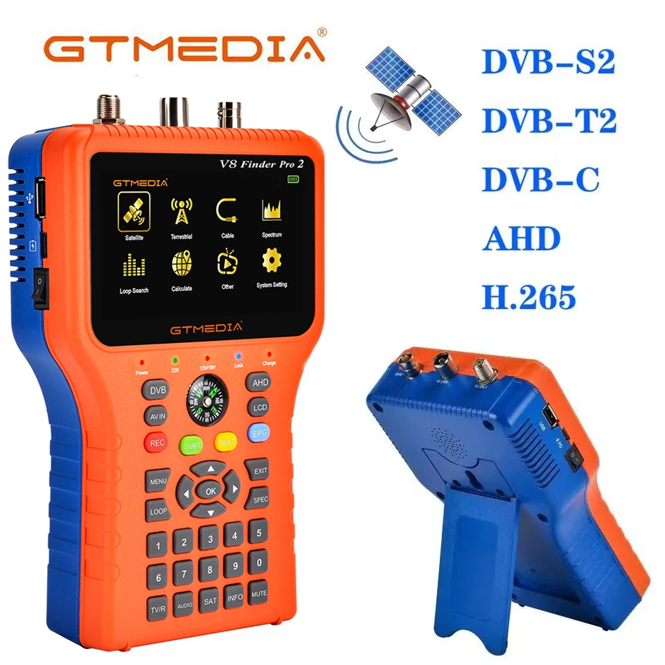 GTMEDIA V8 Finder PRO 2, Buscador de Señal Satelital DVB-S2X/S2/S/T2/T/C AHD H.265, Receptor de Señal Satelital