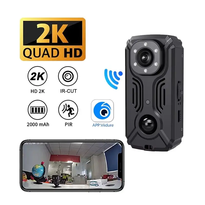 QWE-MD37-2K Hotspot Wifi Mini Camera IR-CUT Night Vision DVR Miniature Camcorder Pocket Body Cam PIR Bike Cameras Sports DV