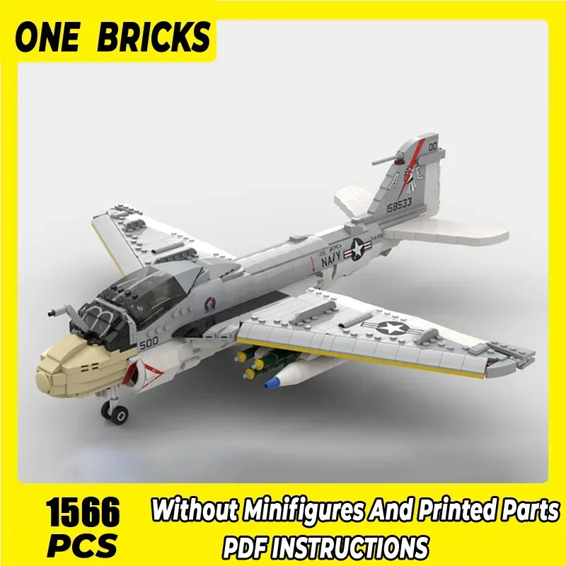 Moc Building Bricks Military Model 1:35 A-6E Intruder Fighter Technology Modular Blocks Gifts Christmas Toys DIY Sets Assembly