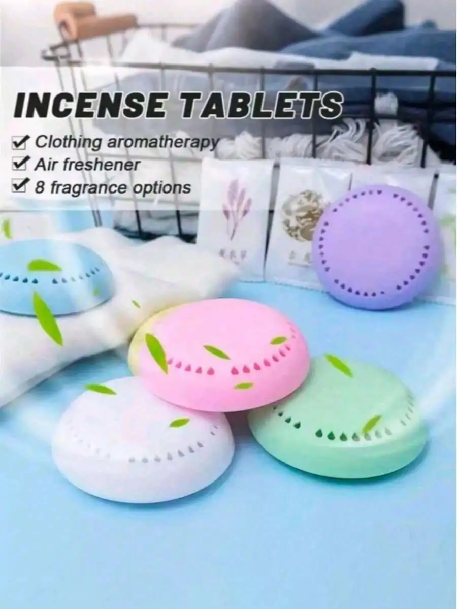 10pcs Long-Lasting Solid Scented Air Freshener Tablets With Holders For Home Car Bathroom Closet