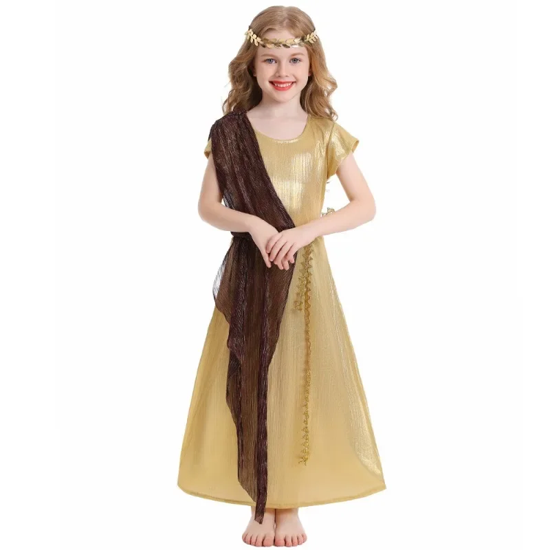 

Halloween Children's Costume Female Roman Goddess Carnival Greek Queen Long Dress Children Female Ancient Greek Cosplay Costume