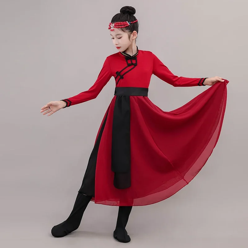 Children's Mongolian costumes,ethnic costumes,chopstick dance performance costumes,ethnic Mongolian robes,and large-swing skirts