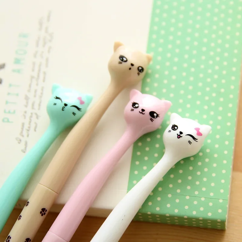 12Pcs Wholesale cute cartoon tall cat gender-neutral pen, student office stationery