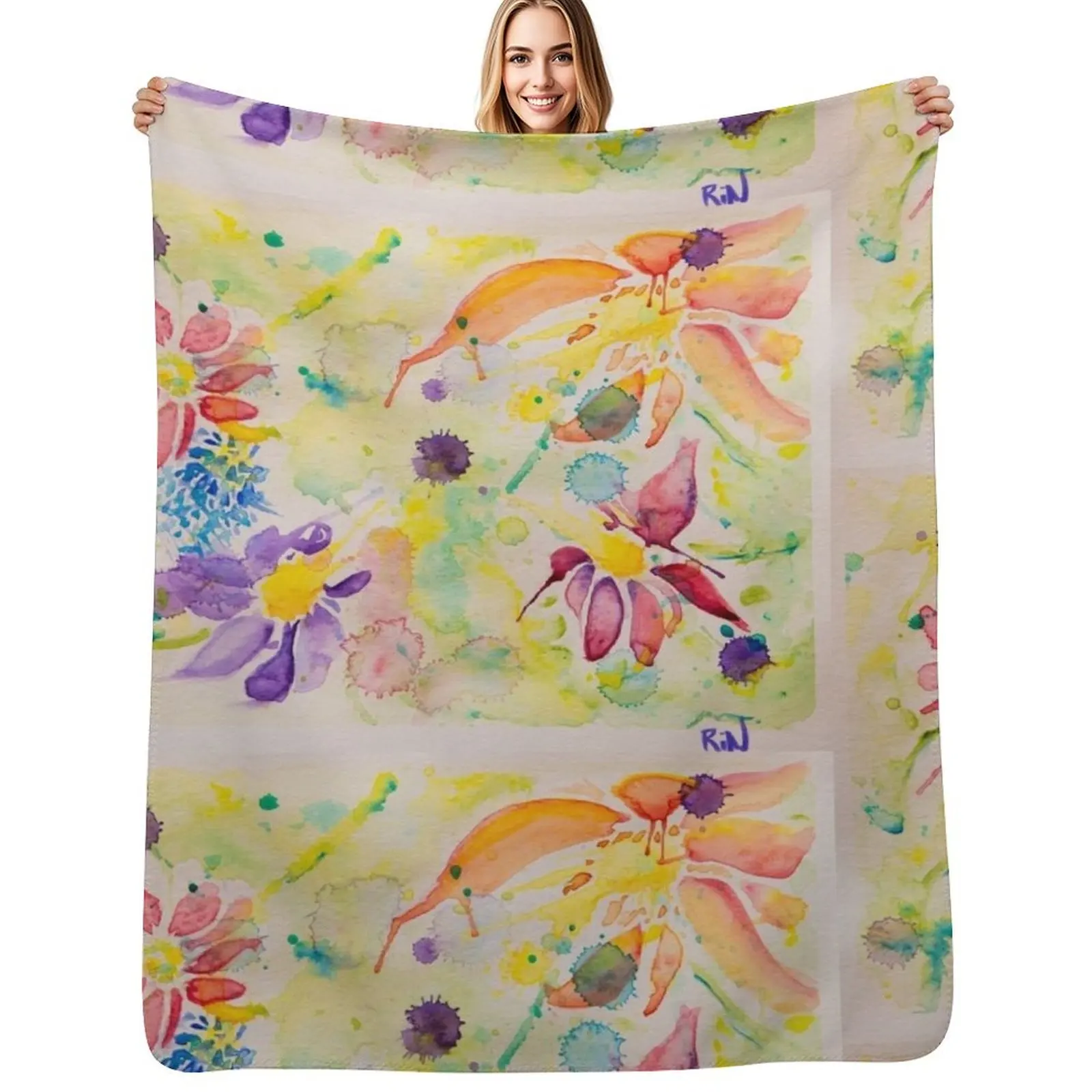 

WaterFloral 2 Throw Blanket Luxury Throw decorative Luxury St Retros Blankets