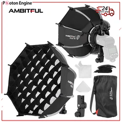 AMBITFUL PF30/PF40 30cm /40cm mini Speedlite Portable Octagon Umbrella Softbox + Honeycomb Grid Outdoor Flash SoftBox for V1