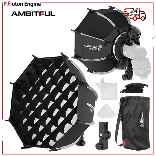 AMBITFUL-mini paraguas octagonal portátil, Softbox con rejilla de panal, SoftBox para Flash al aire libre para V1,  V1 V860III  TT685II  V850III V850II V860II TR-988 TR-950 TT685 AD200 AD200PRO PF30/PF40, 30cm /40cm