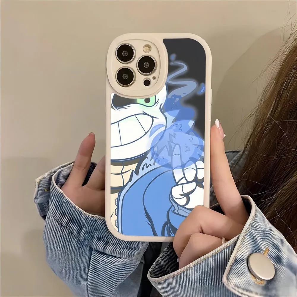 Funda de silicona de piel de cordero para iPhone, carcasa de teléfono Undertale sans doggo Peace, 15, 14, 11, 12, 13 Pro Max, Mini, X, XR, XS, 8 Plus