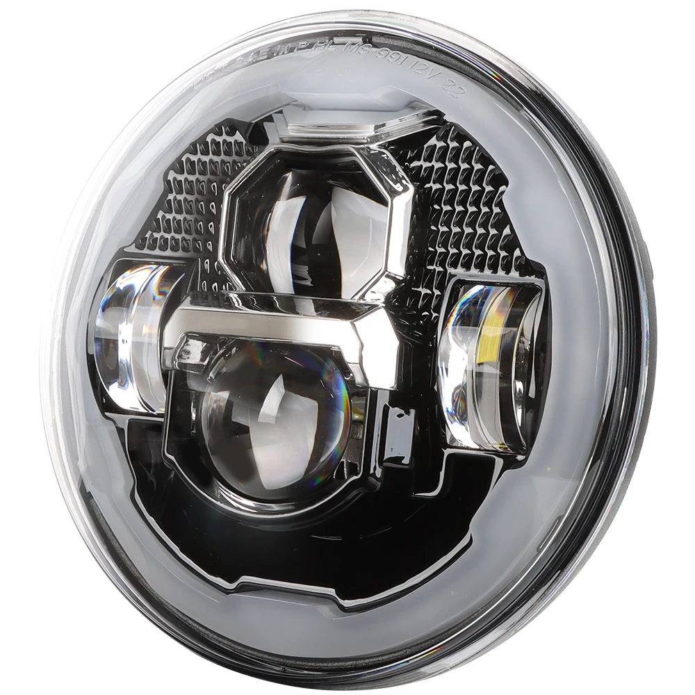 For Land Rover 90/110 1983-1991 7 Inch Round LED Headlight With Angel DRL Halo