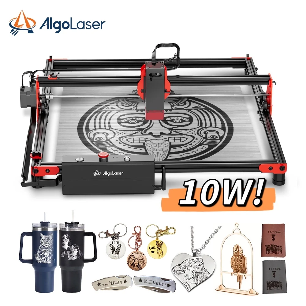 algolaser maquina de gravacao a laser profissional gravador a laser grande area de gravacao 10w conexao power app 400 mm 400 mm 01