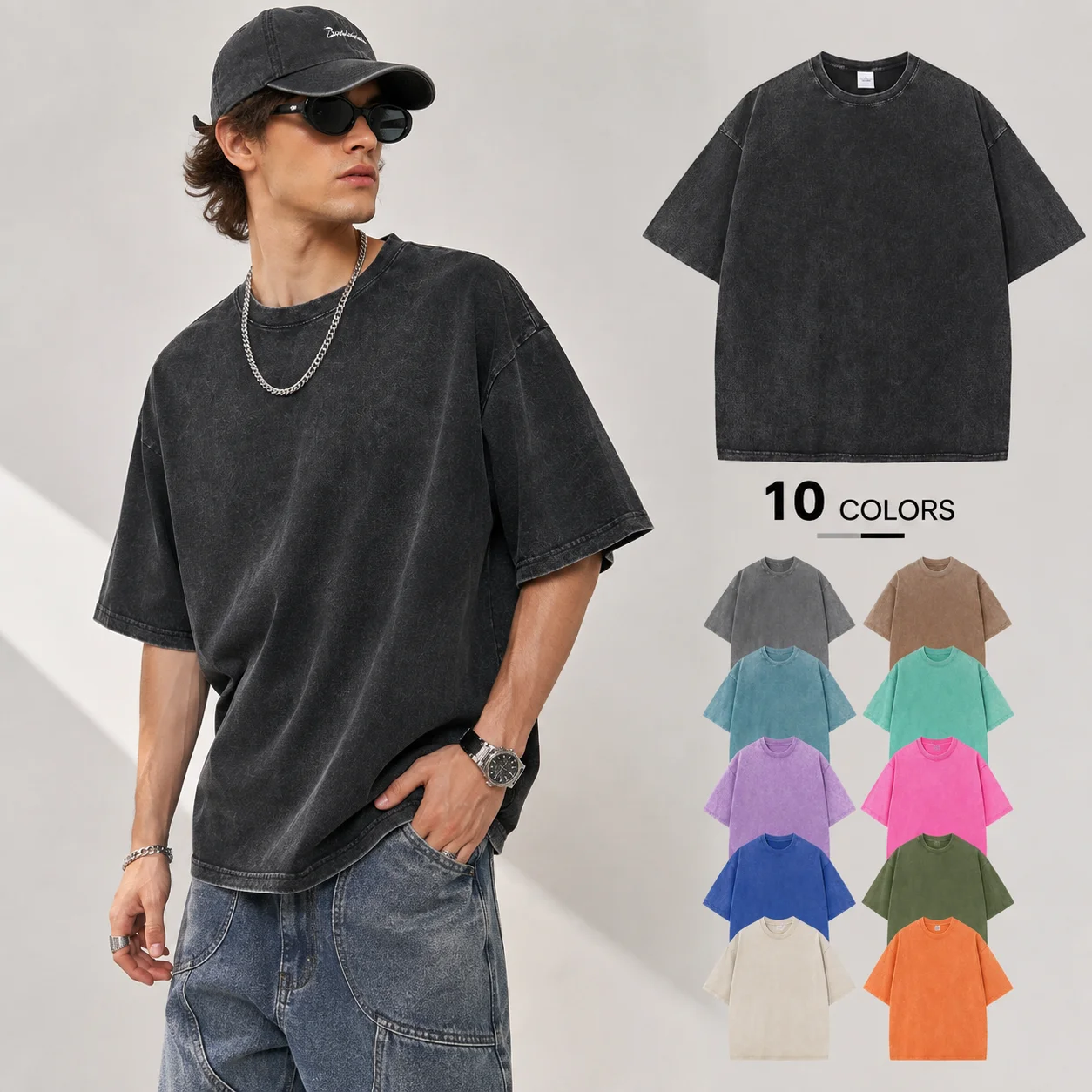 Vintage Inspired Acid Wash T Shirt for Men Women 100% Cotton Oversized Short Sleeve Tee Unisex Y2K Hip Hop Casual Streetwear Top