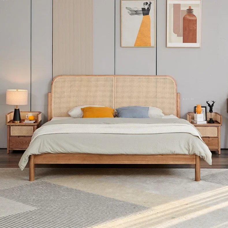 

أرائك غرف المعيشة أرائك غرف المعيشة bedroom double bed medieval homestay retro style log All solid wood rattan bed modern minim