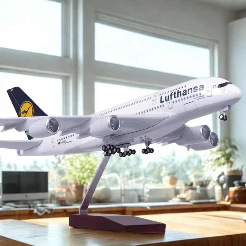 

New Plane Toy Model A380 Lufthansa Airline 1/160 Scale Toys Airplane W Light and Wheel Resin Aircraft Model for Display Collecti