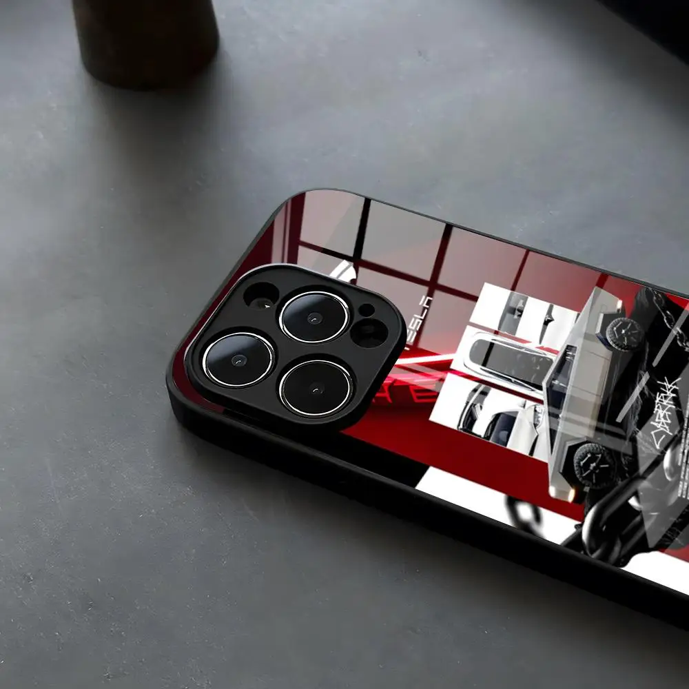 Чехол для телефона с логотипом T-Teslaes для iPhone 17 Air 16, 15, 17, 14 Pro Max, 13, 12, 11, X, XS, XR Plus, а также для Samsung S 26, 24, 23, 22.