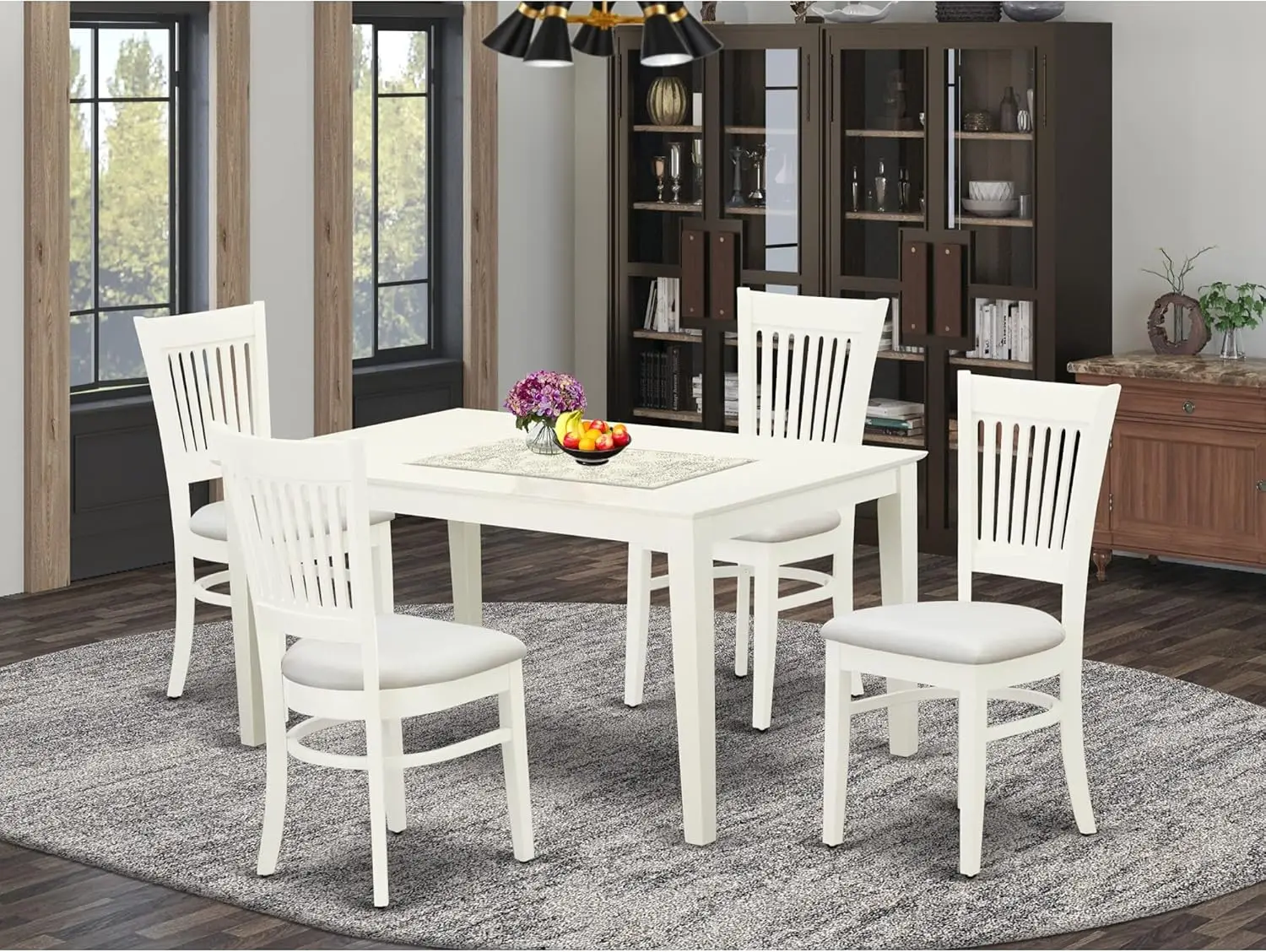 East West Furniture Capri 5 Piece Room Furniture Set Includes A Rectangle Kitchen Table And 4 Fabric Upholstered Dining Chairs,