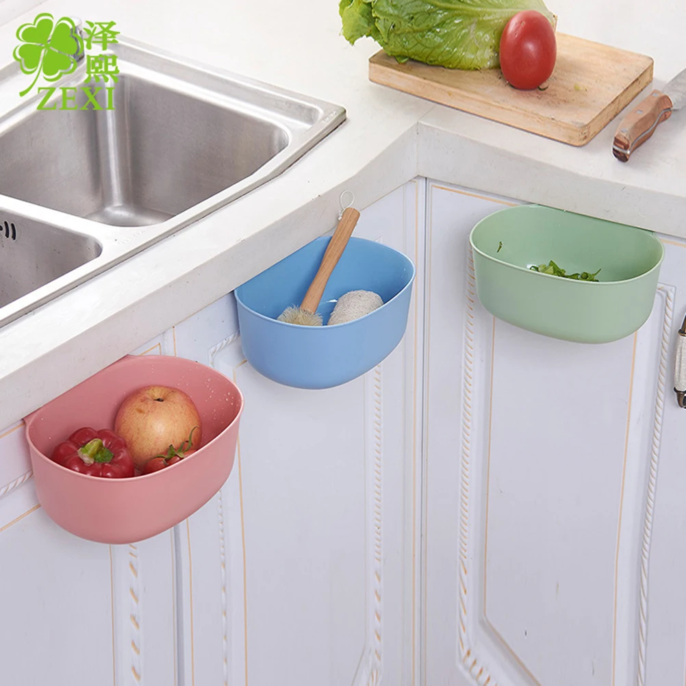 

2 pcs Hanging Trash Bin Cabinet Door Garbage Storage Container Environmentally Space Saving No Touch