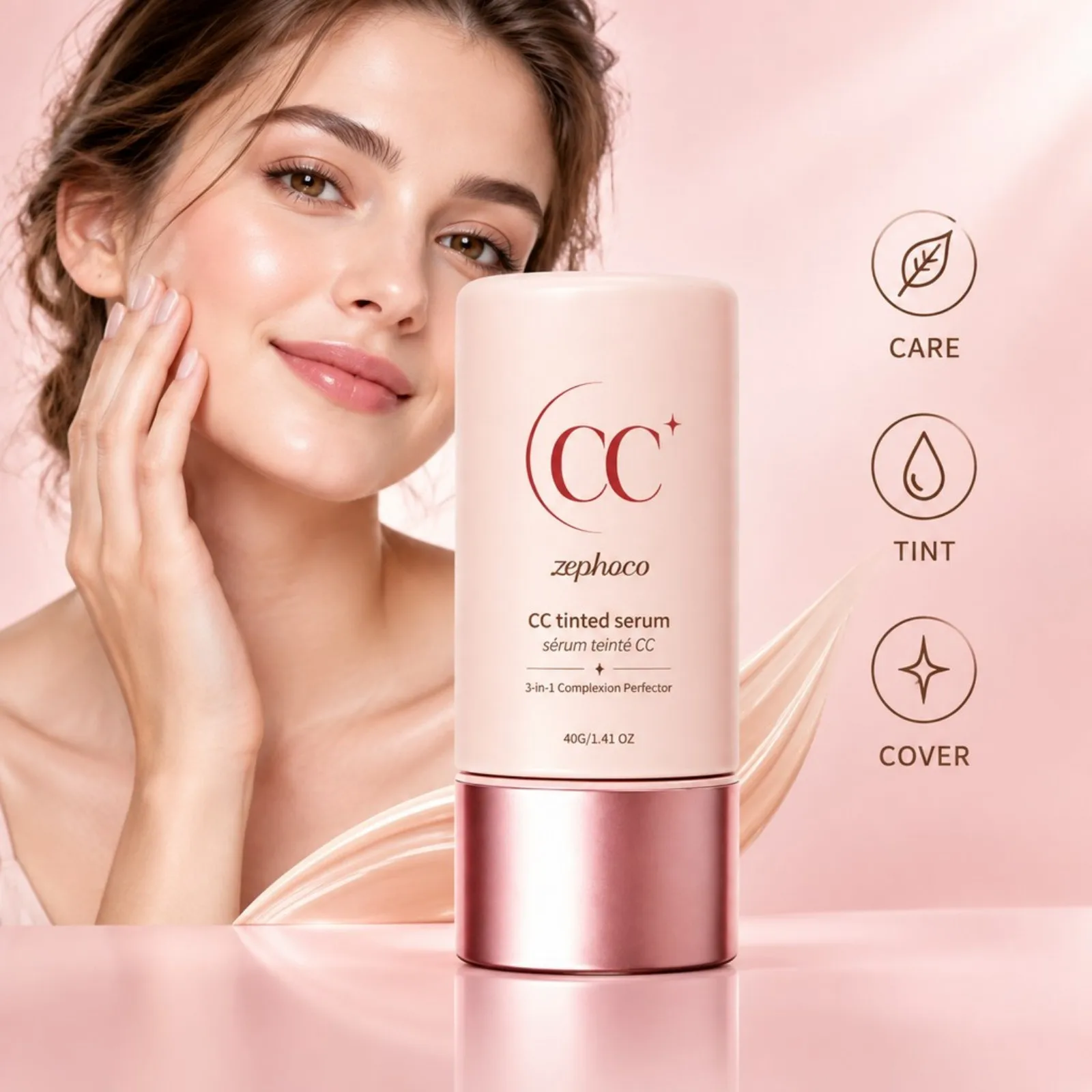 Color Correcting CC Cream 3-in-1 Essence Cream Facial Foundation Waterproof Concealer Foundation Liquid Korean Makeup Cosmetics