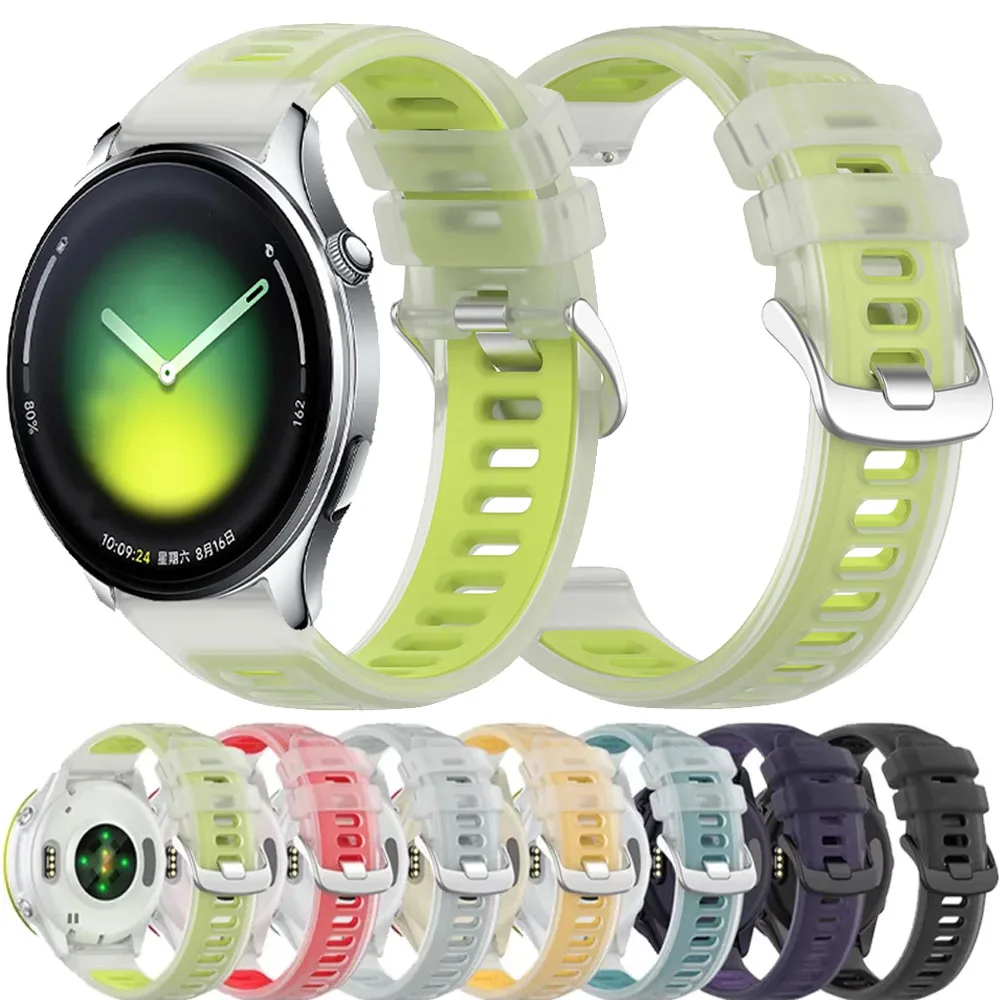 20mm 22mm Jelly-Farben Silikonarmband für Xiaomi Watch 5/S4/S4 Sport/2 Halbtransparentes Zweifarbiges Armband Amazfit Active Max/GTR4