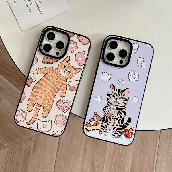 2.0 etui na telefon dla IPhone 11 12 13 14 15 Pro Max etui MagSafe akryl pomarańczowy Grey Cat etui na IPhone 15 Pro Max