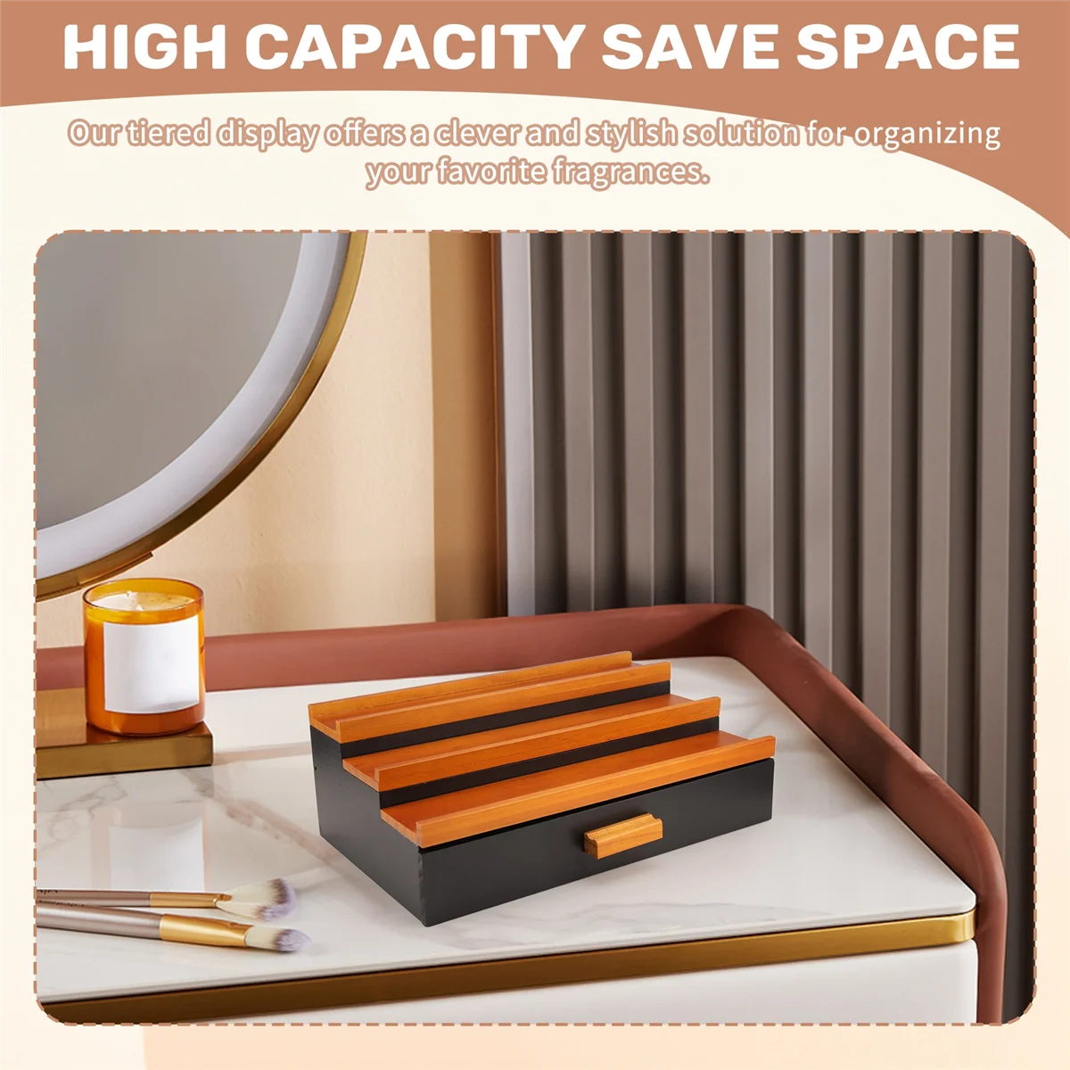 

【Buy It-Now!】 Wooden Cologne Display Stand Organizer for Men,3 Tier Cologne Display with Drawer Storage, Perfume Display Rack