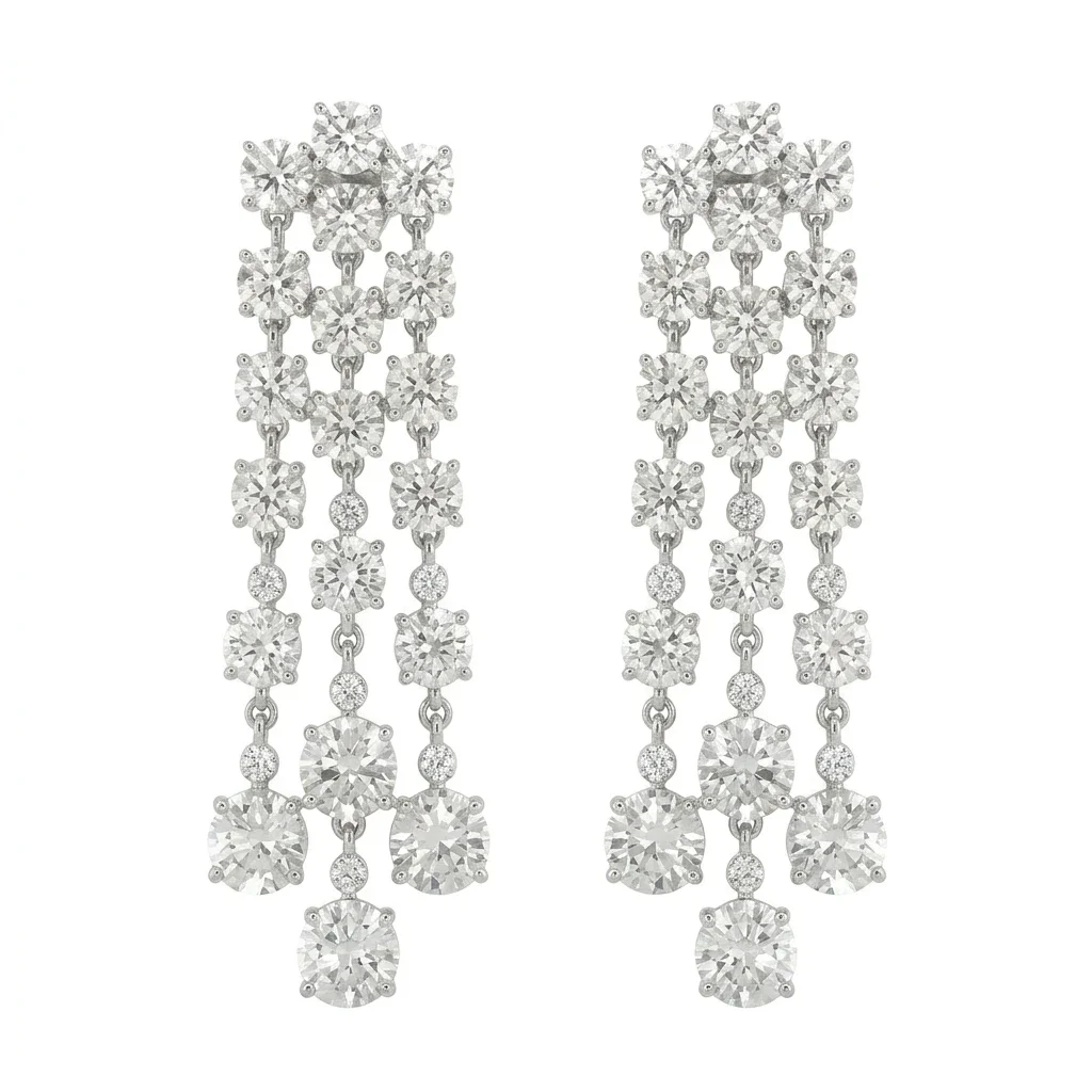 S925 Sterling Silver 42.8CT D Color Moissanite Long Tassel Drop Earrings Micro Inlay 18K Gold Plated Luxury Bridal Wedding Dangl