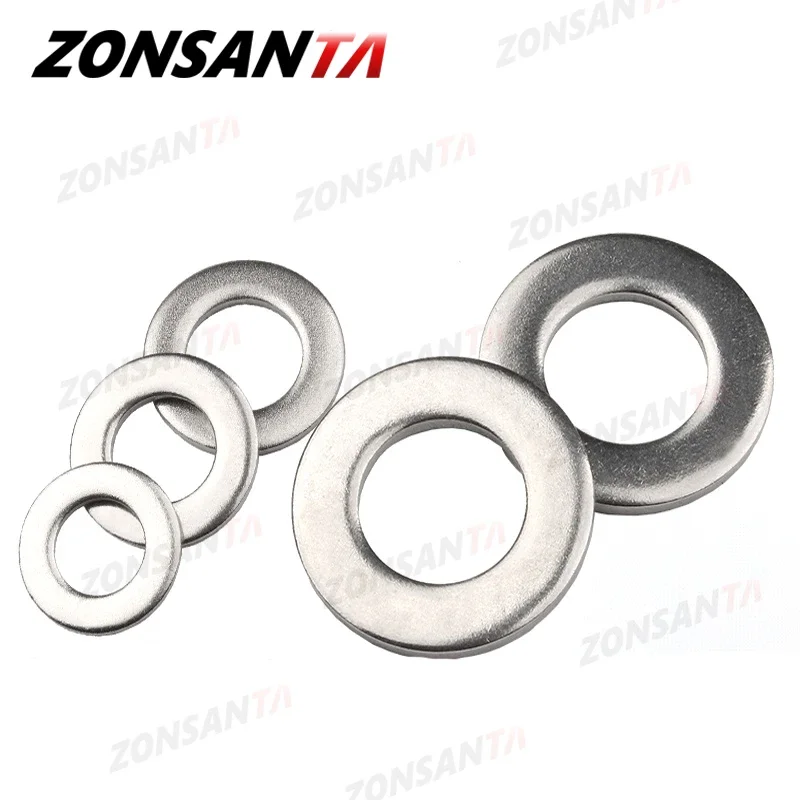 ZONSANTA Rondella Piatta M2 M2.5 M3 M4 M5 M6 M8 M10 M12 M14 M16 304 In Acciaio Inox Mesone Rondelle Pianura rondella Guarnizioni Spacer Shim