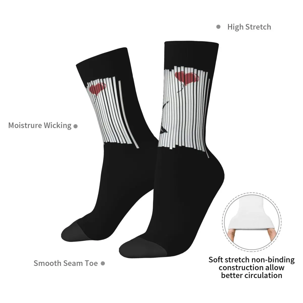 Hey! Ich habe es fixiert! Banksy Shredded Balloon Girl Socken Harajuku schweißabsorbierende Strümpfe ganzjährig lange Socken Weihnachtsgeschenke