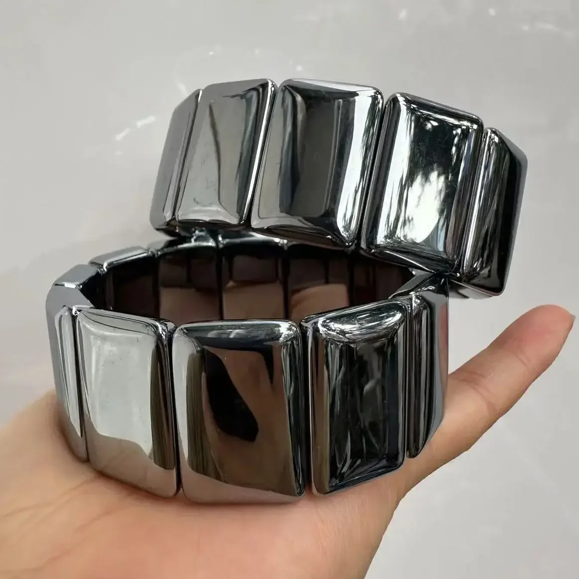 AAA Natural Silver Terahertz Stone Beads Bracelet Different Size Gemstone Jewelry Bangle Unisex For Woman For Man Gift Wholesale