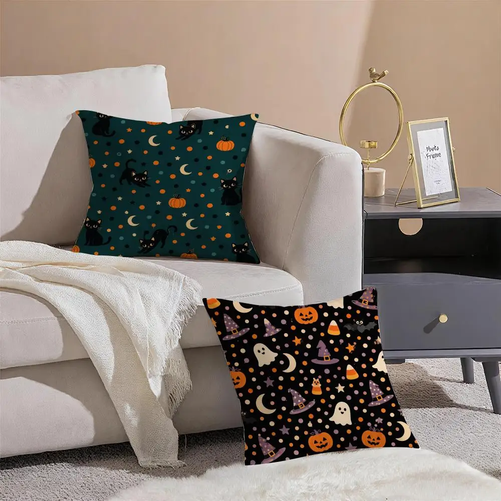 H-Halloween Polka Dot H-Halloween Cushion Cover Pillowcase Short Plush Invisible zipper Room Sofa Cushion Cover
