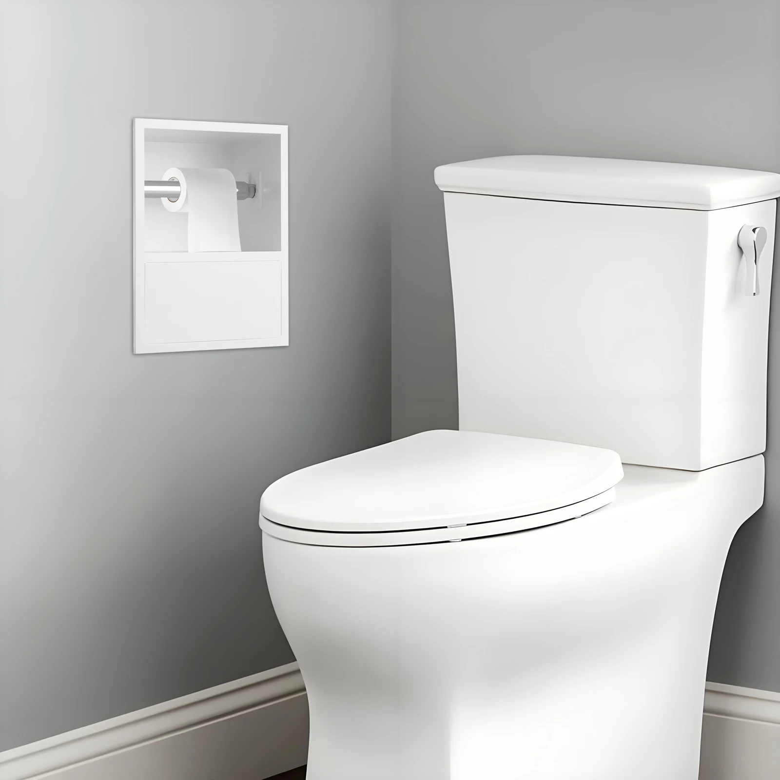 Porte-papier toilette encastré blanc, étagère murale, organiseur pour salles de bain et toilettes, pour le rangement du papier toilette
