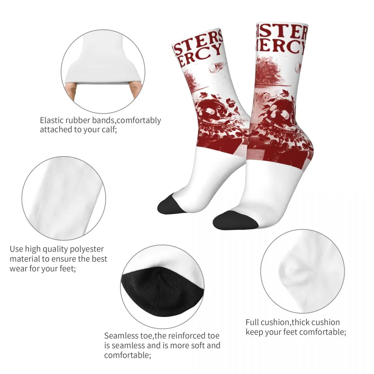 The Sisters Of Mercy Music Fan Outfits Men Women Socks Cozy Graphic Middle Tube Sock Super Soft Present