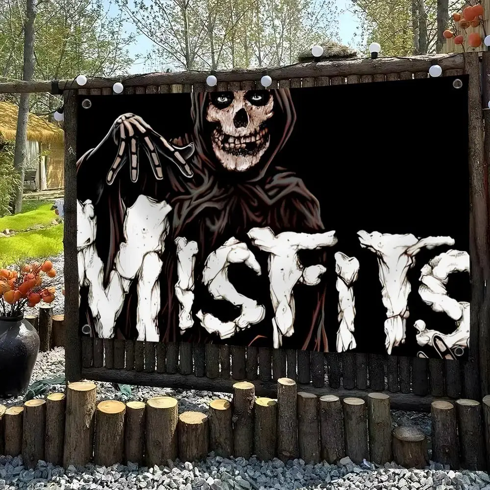 Rock Band M-misfits Flags Custom Wall Hanging Background Art Banner For Bedroom Home Living Room Outdoor Decor