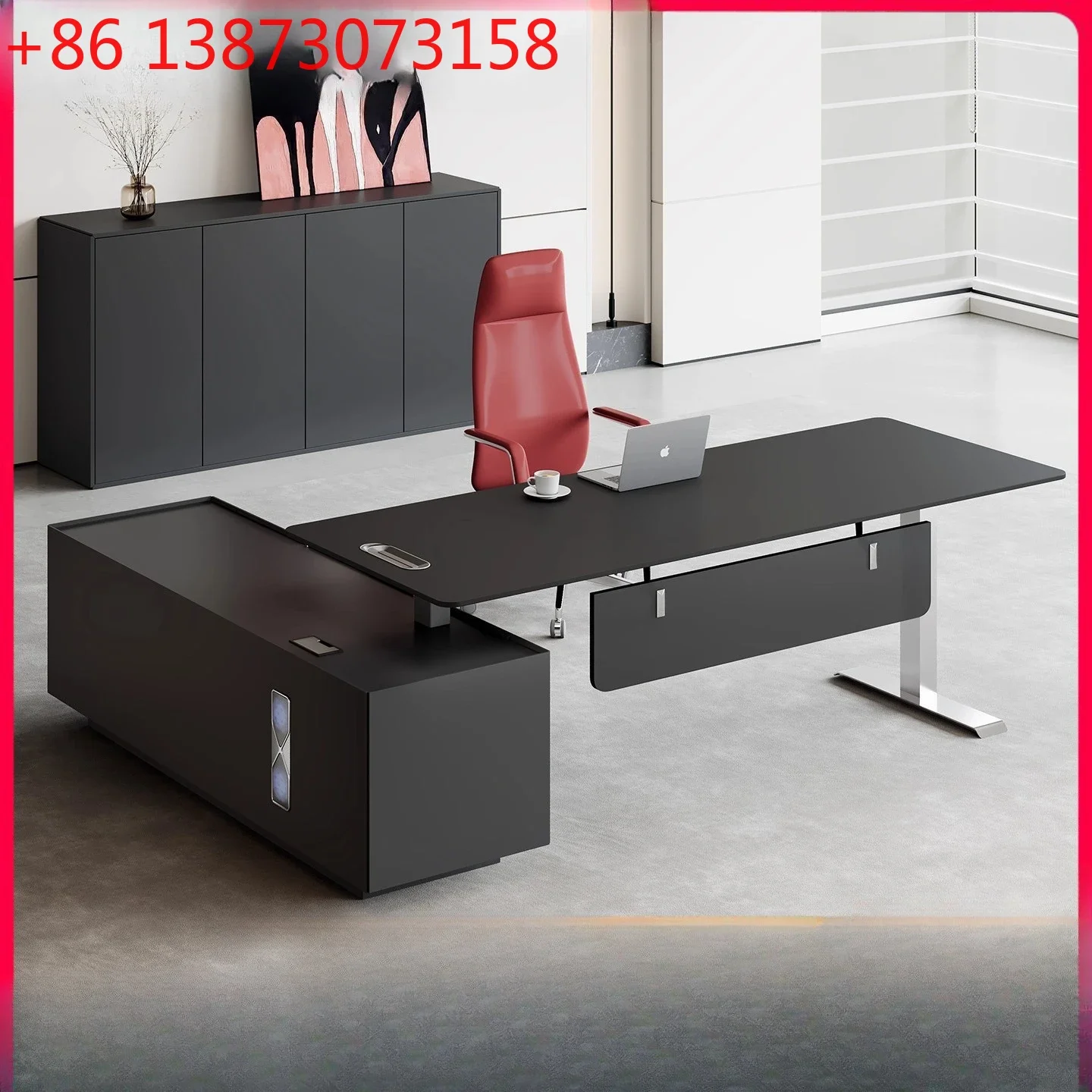 Intelligent electric lifting table President boss table Large class table Light luxury advanced sense Simple modern desk combina